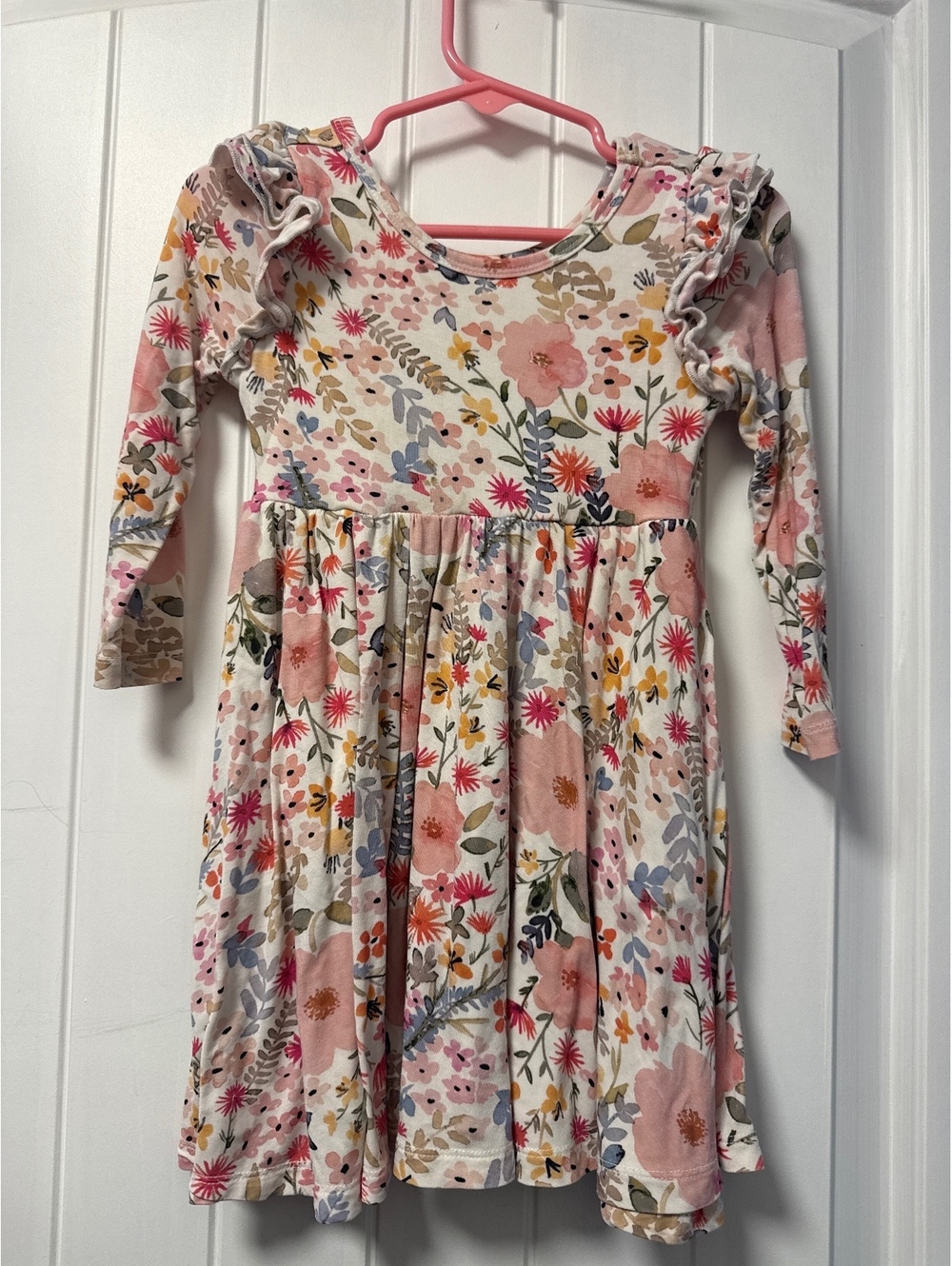 Girls Floral Dress with Ruffle Sleeves